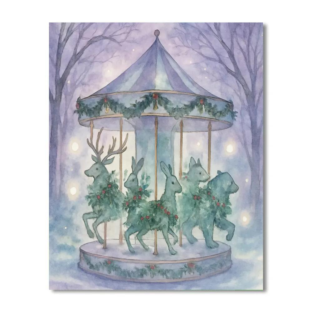 Snowy Carousel Of Forest Spirits DIY paint by numbers