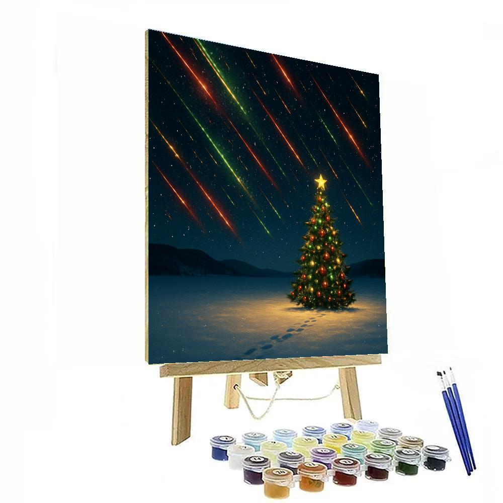 Christmas Meteors Over Snowfield paint by color
