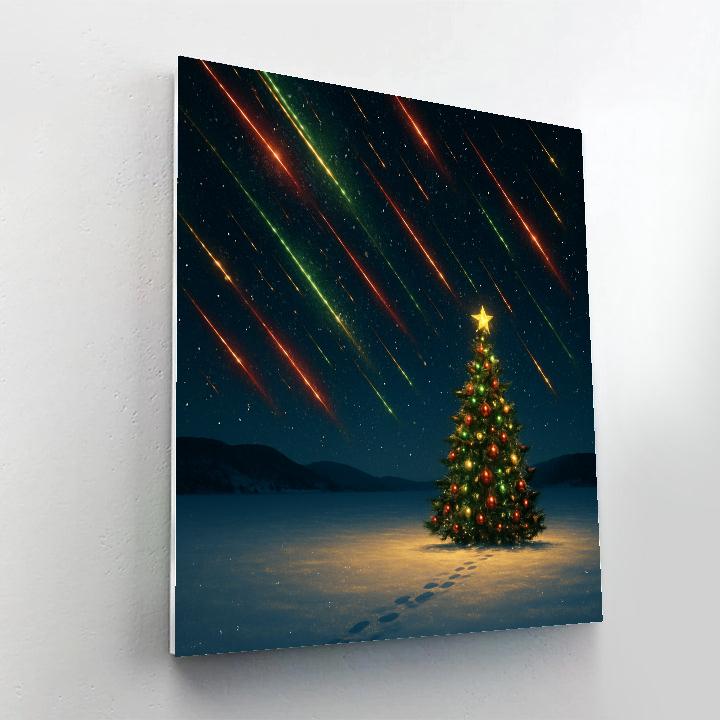 Christmas Meteors Over Snowfield paint by color