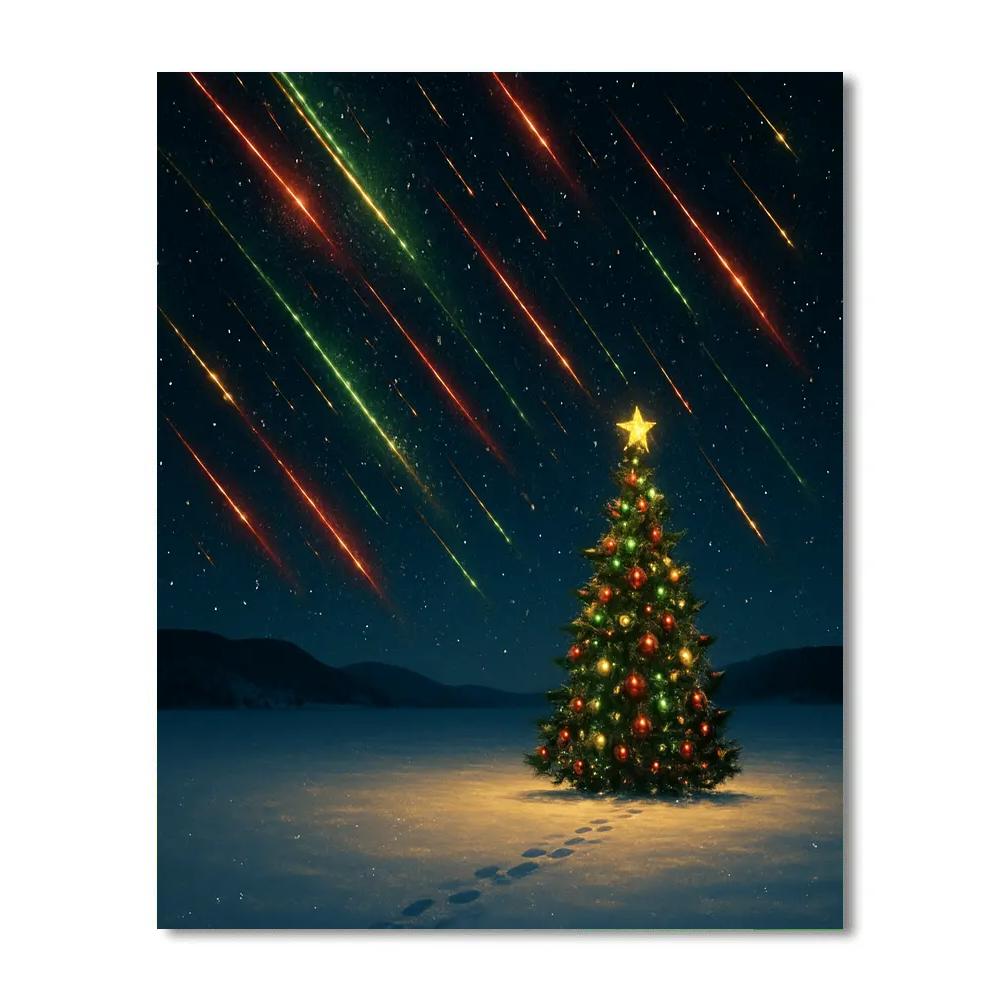 Christmas Meteors Over Snowfield paint by color