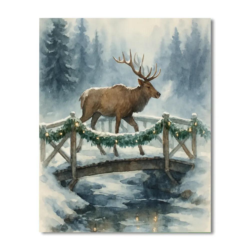 Elk Crossing Under Garland Bridge Painting by numbers kit