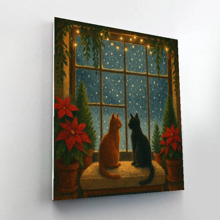 Christmas Cats By The Conservatory Window Paint by numbers kits