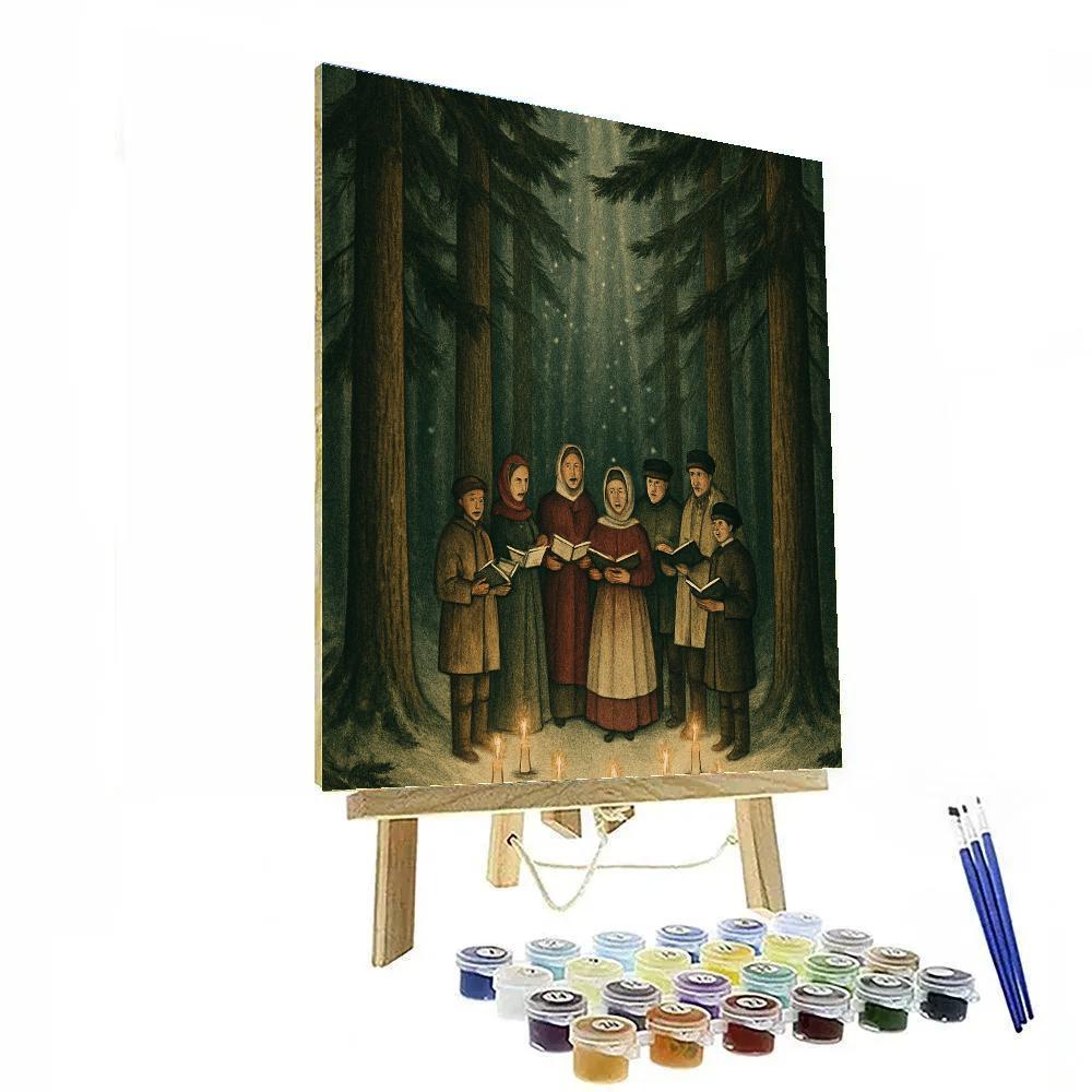 Snowy Choir In The Pine Cathedral Paint by numbers kits