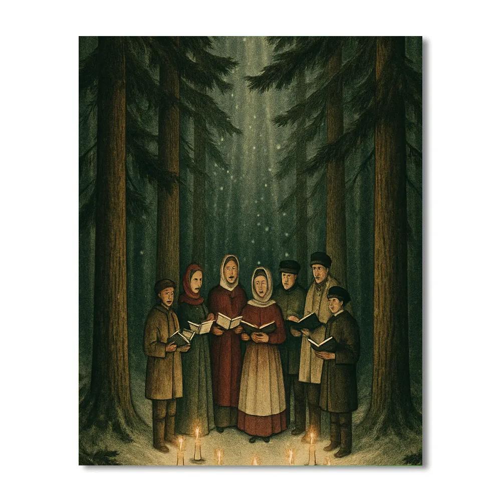 Snowy Choir In The Pine Cathedral Paint by numbers kits