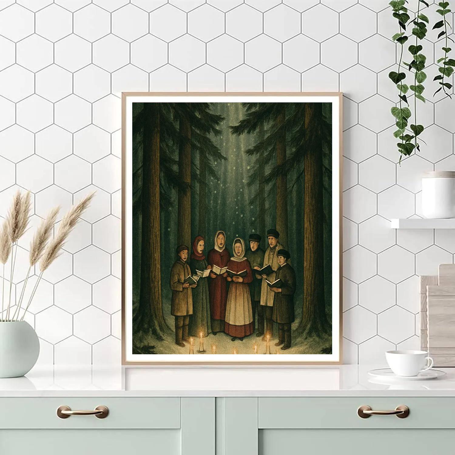 Snowy Choir In The Pine Cathedral Paint by numbers kits
