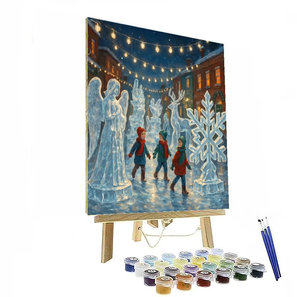 Glistening Town Square Ice Sculpture Garden Numbered painting kits