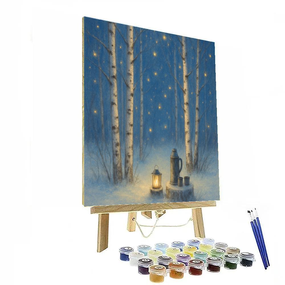 Christmas Fireflies In The Birch Grove painting number kit