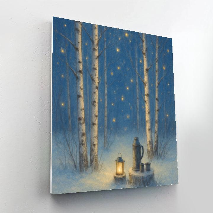 Christmas Fireflies In The Birch Grove painting number kit
