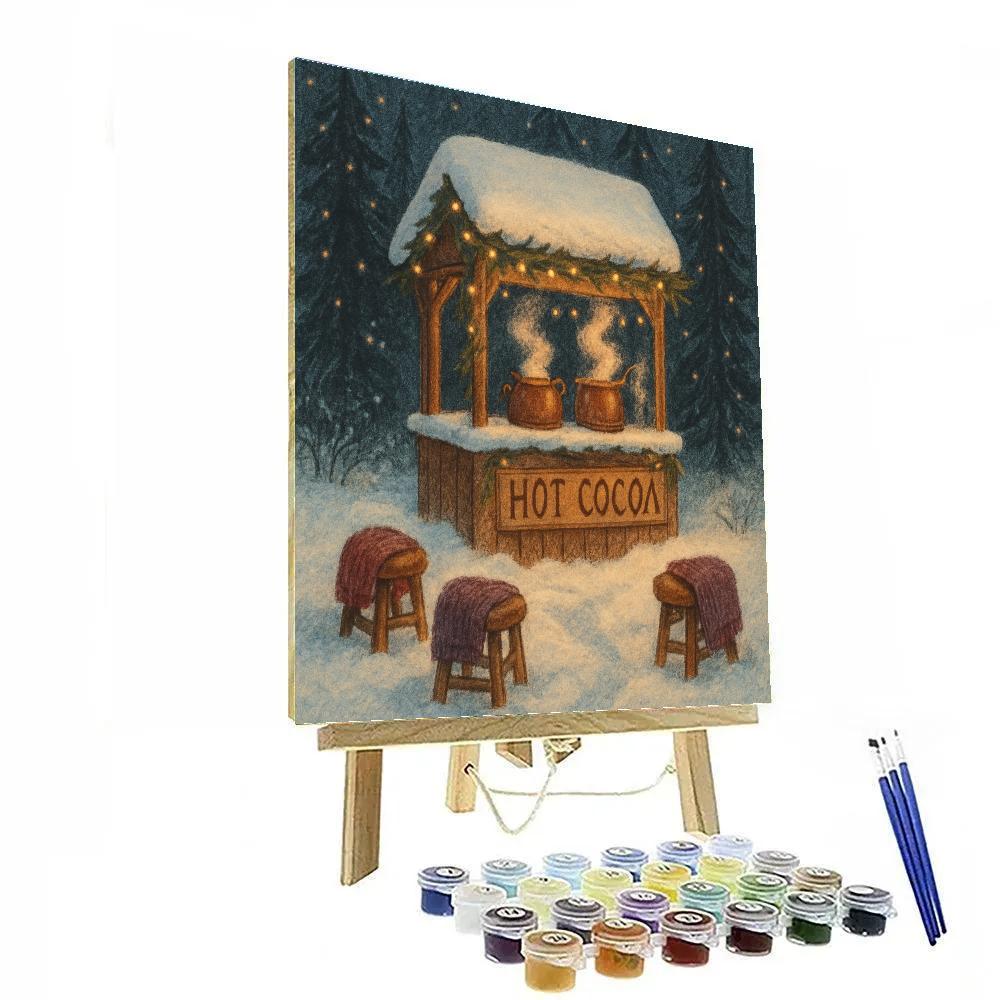 Hot Cocoa Stand At The Forest Edge Numbered painting kits
