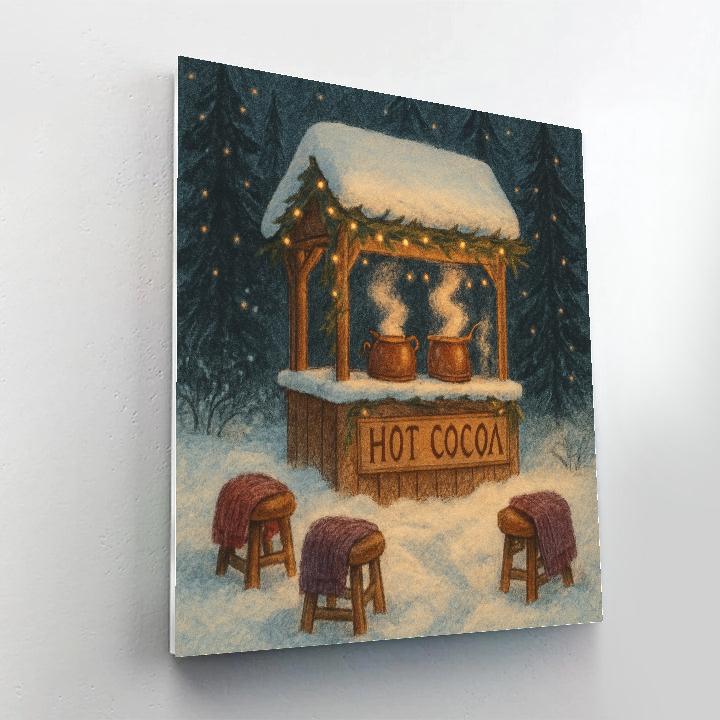 Hot Cocoa Stand At The Forest Edge Numbered painting kits