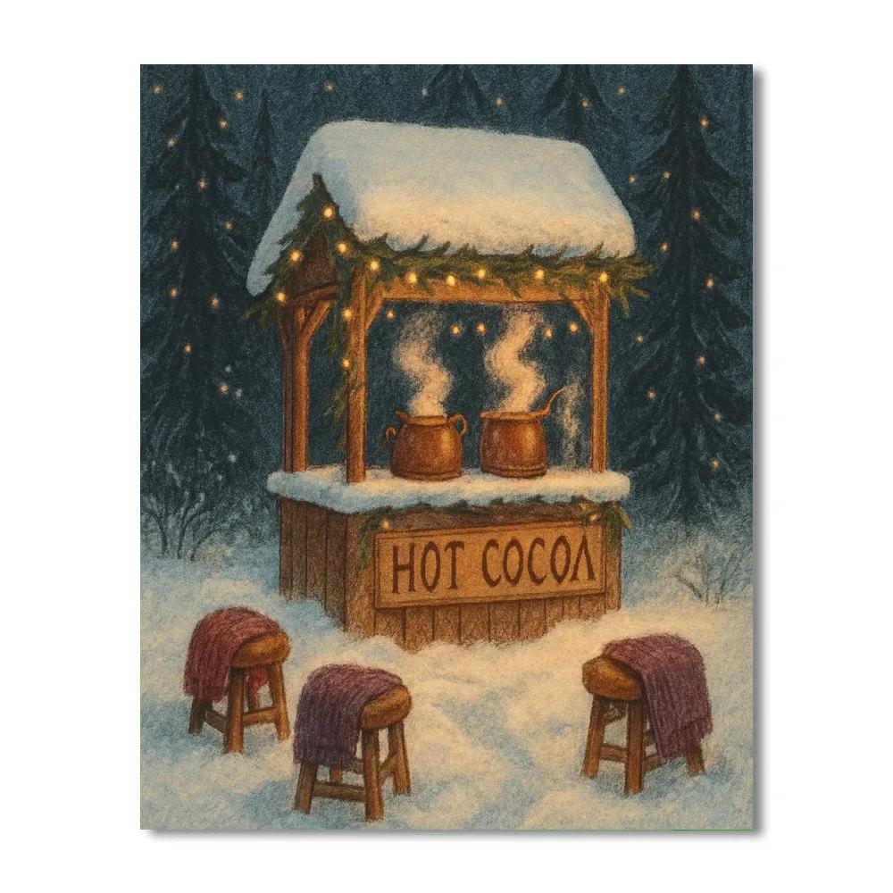 Hot Cocoa Stand At The Forest Edge Numbered painting kits