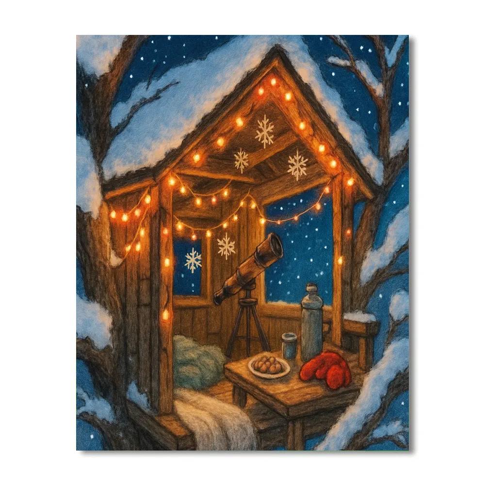 Christmas Eve In The Treehouse Observatory paint by number