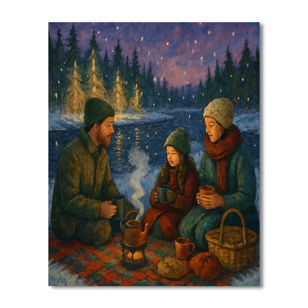 Enchanted Christmas Riverbank Picnic Number painting