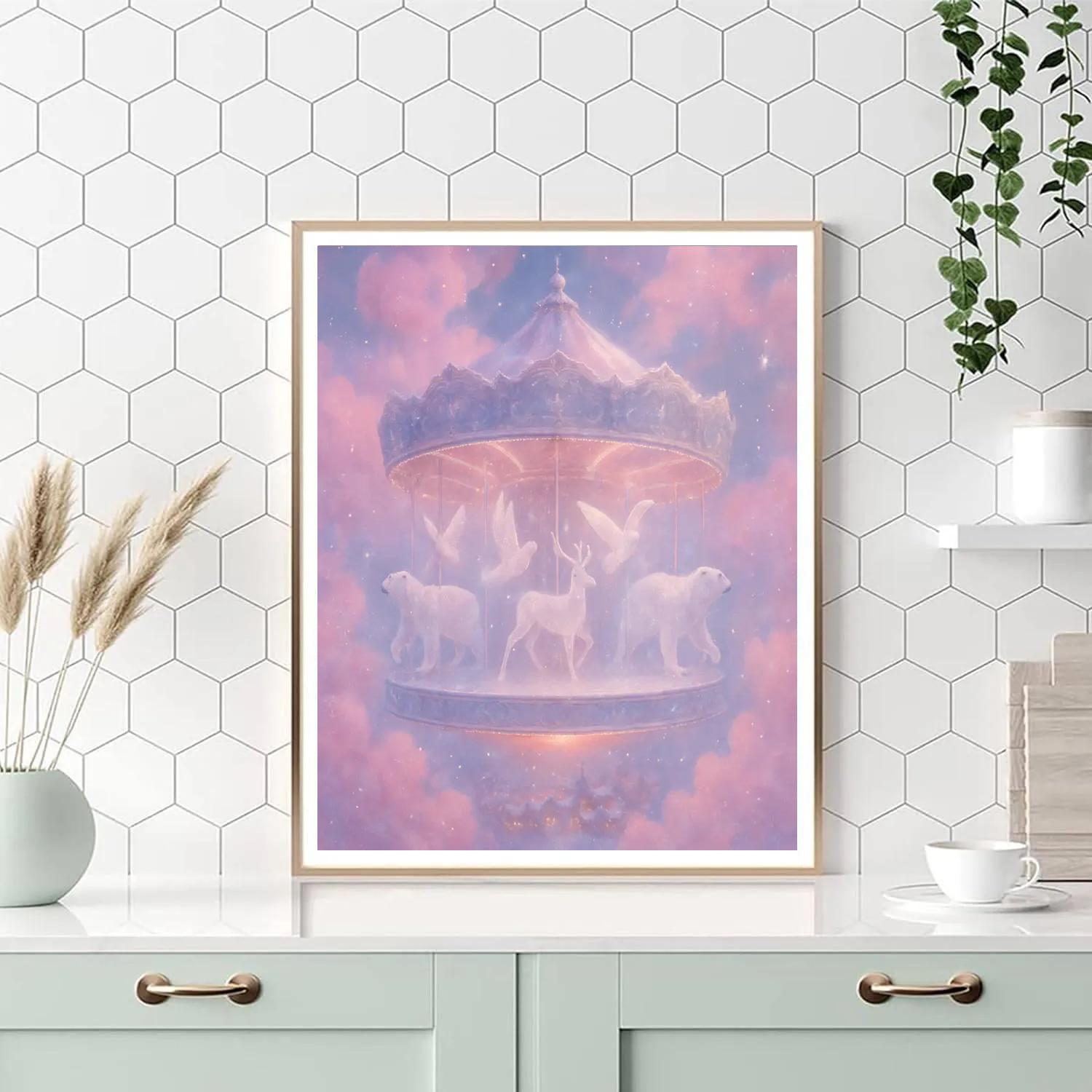 Christmas Carousel Of Clouds Number painting