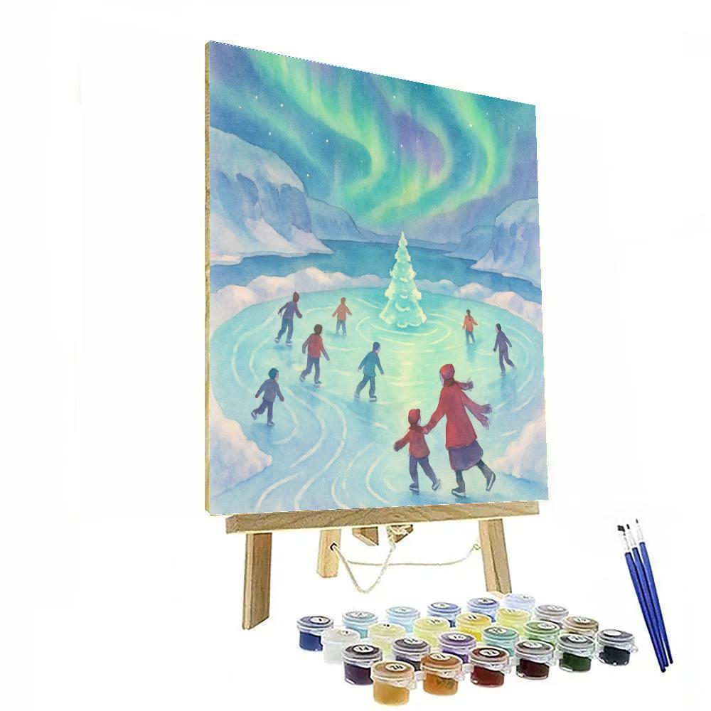 Polar Aurora Ice Skating Rink DIY paint by numbers