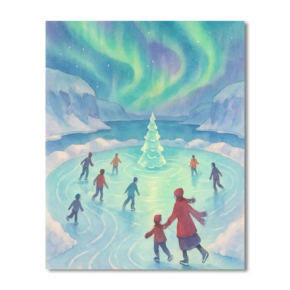 Polar Aurora Ice Skating Rink DIY paint by numbers