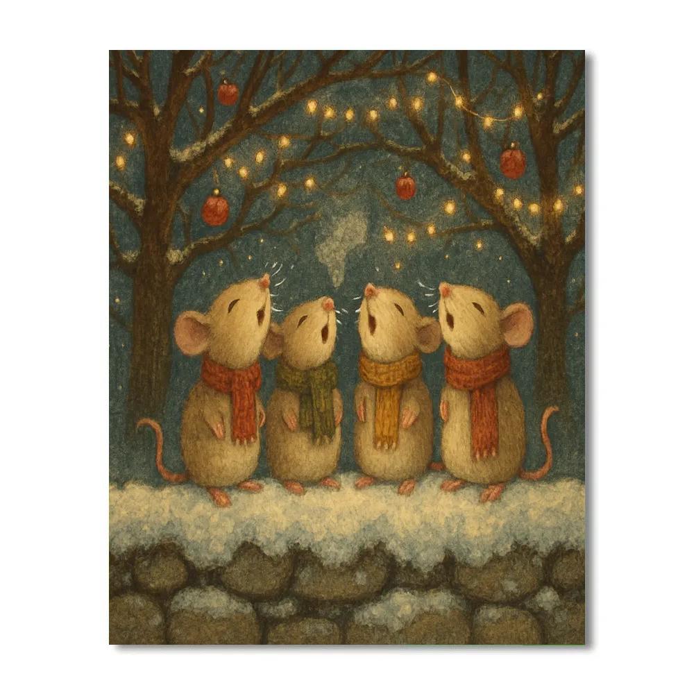 Winter Choir Of Little Snow Mice paint by color
