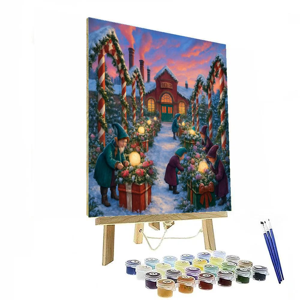 North Pole Workshop Rooftop Garden Paint by numbers kits