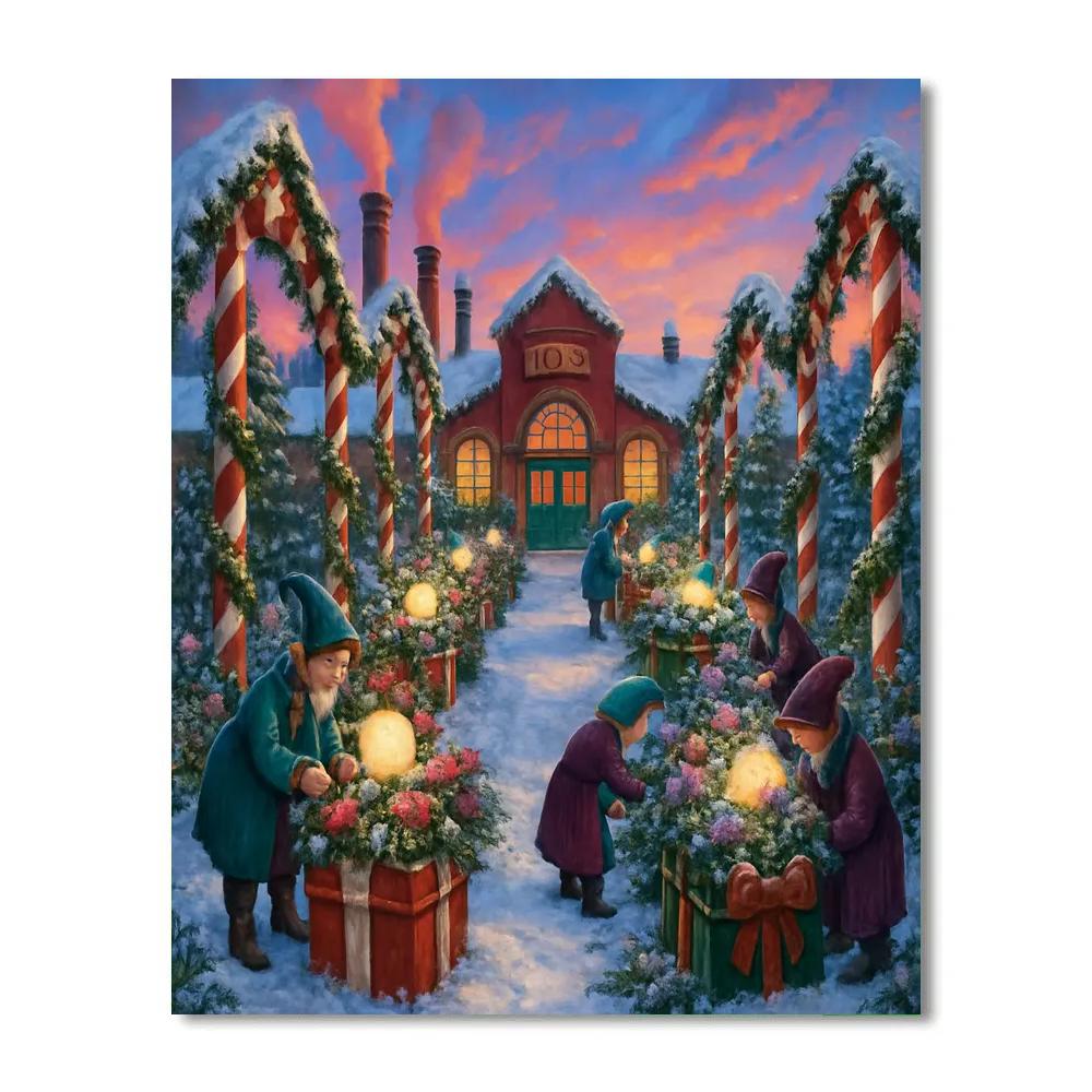 North Pole Workshop Rooftop Garden Paint by numbers kits