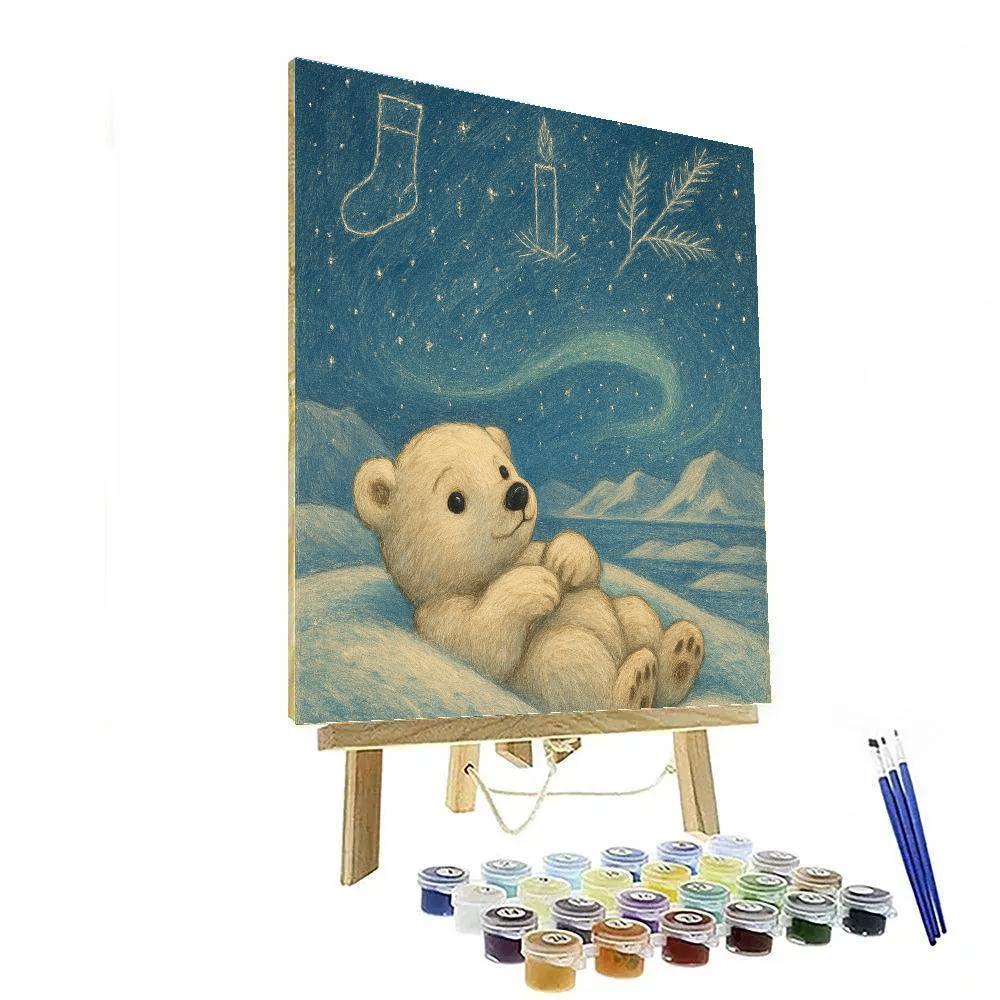 Midwinter Stargazer Polar Bear Cub paint by color