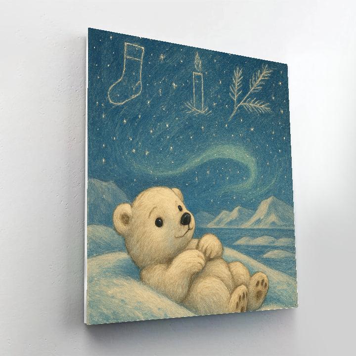 Midwinter Stargazer Polar Bear Cub paint by color