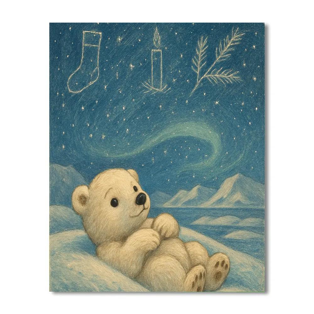 Midwinter Stargazer Polar Bear Cub paint by color