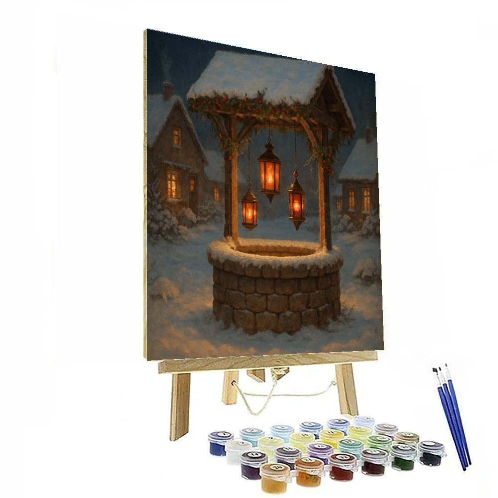 Christmas Lanterns On The Old Stone Well Numbered painting kits