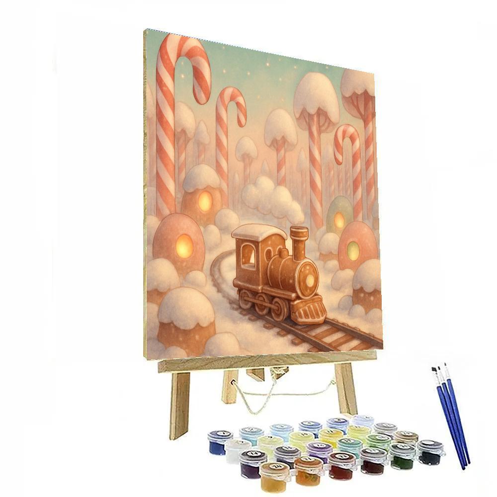 Gingerbread Train Through Sugar Forest paint by numbers
