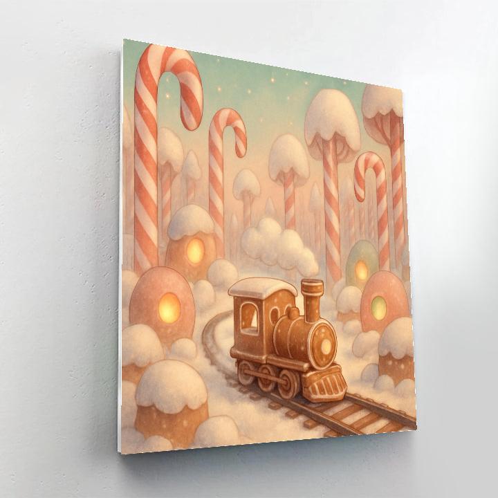 Gingerbread Train Through Sugar Forest paint by numbers