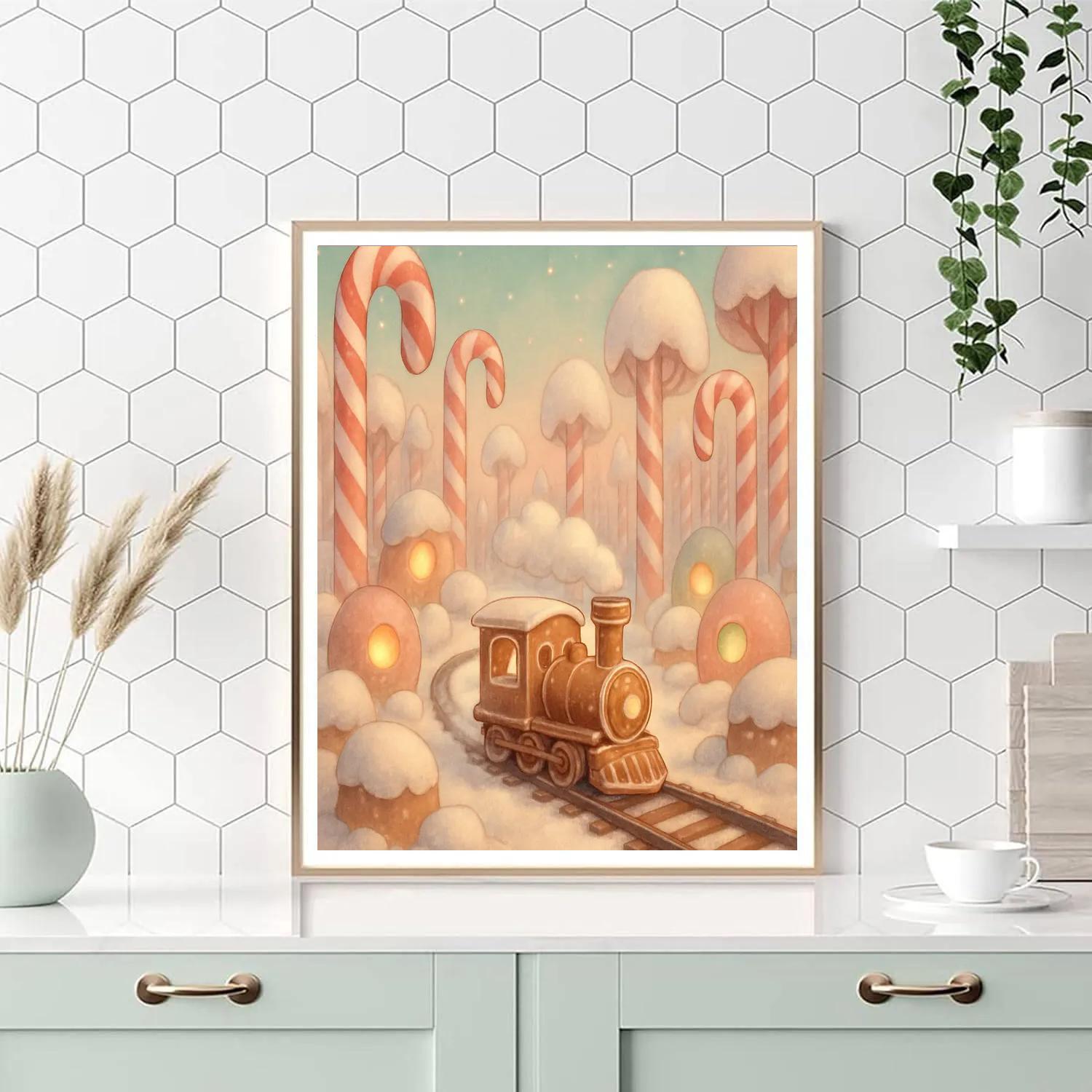 Gingerbread Train Through Sugar Forest paint by numbers