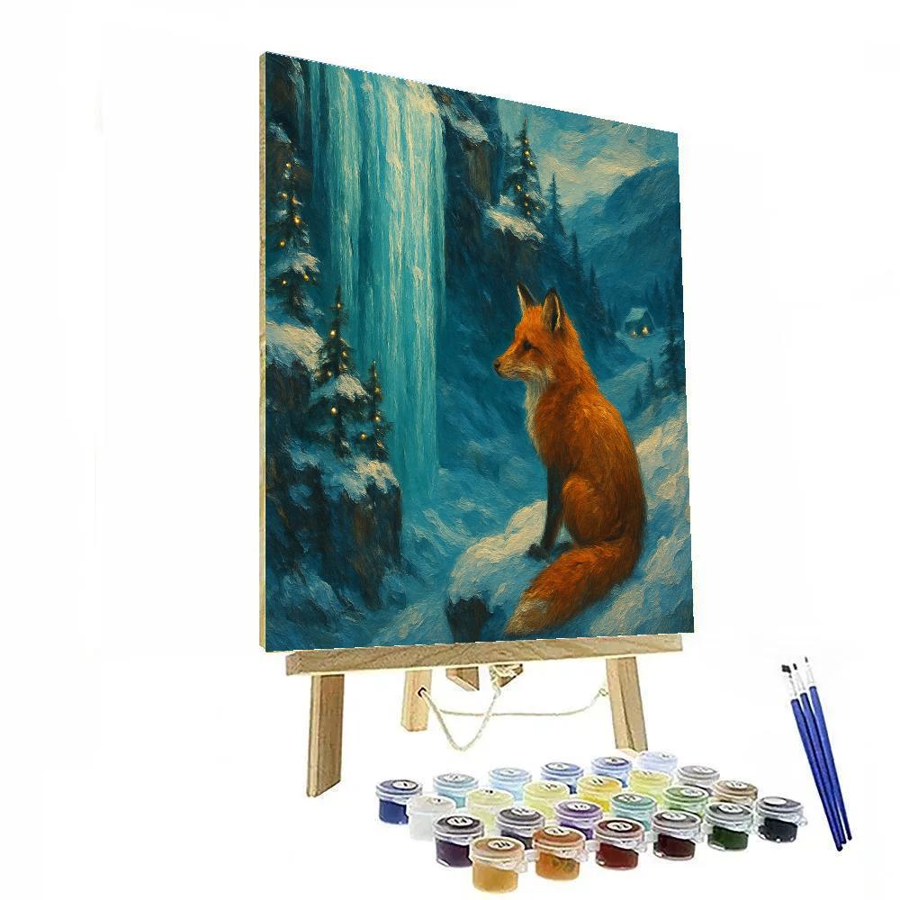 Christmas Eve Fox And Frozen Waterfall Number painting