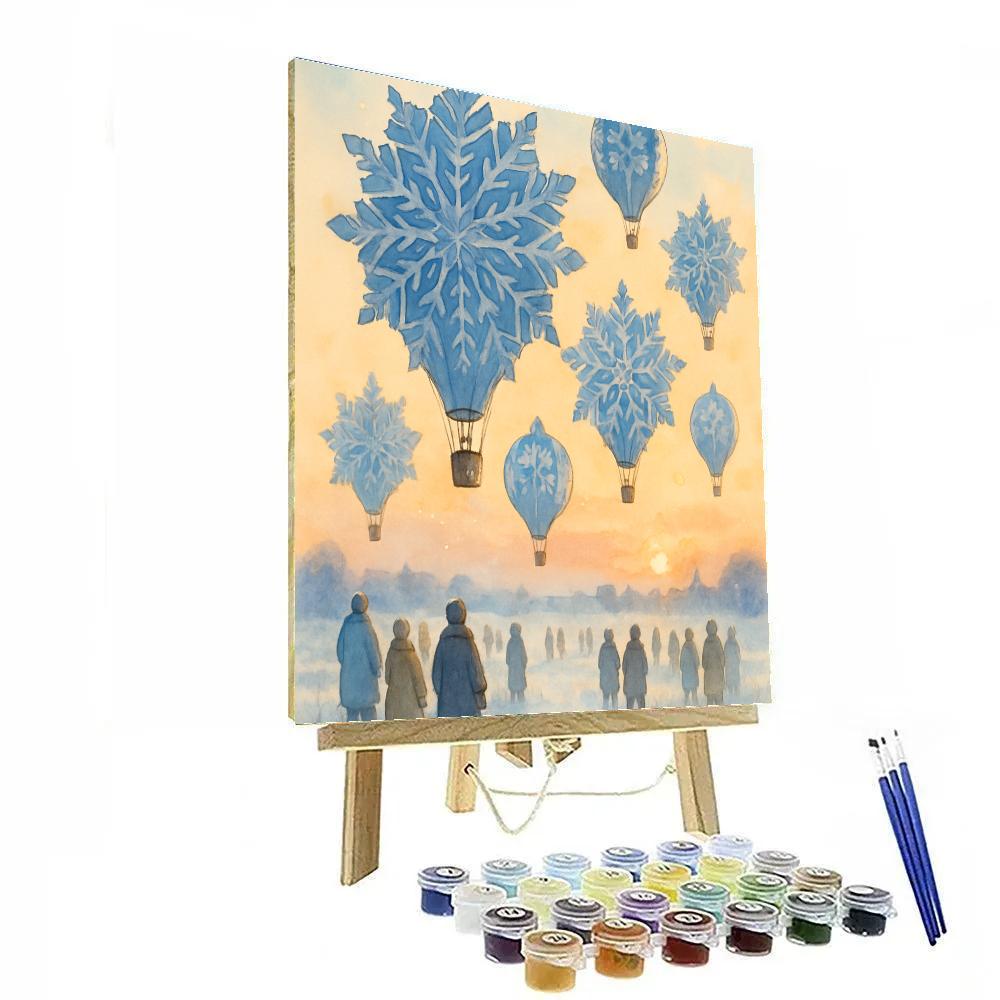 Snowflake Hot Air Balloons At Dawn paint by number