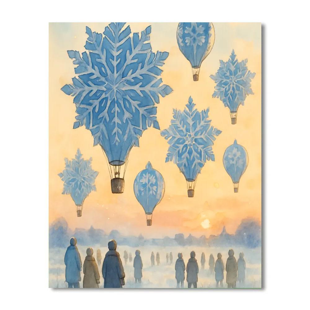 Snowflake Hot Air Balloons At Dawn paint by number