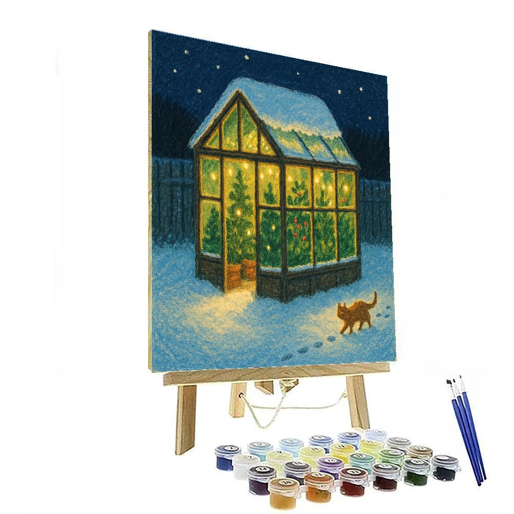 Christmas Garden Greenhouse At Midnight Number painting