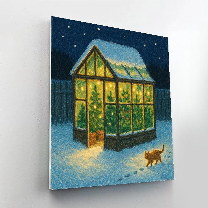 Christmas Garden Greenhouse At Midnight Number painting
