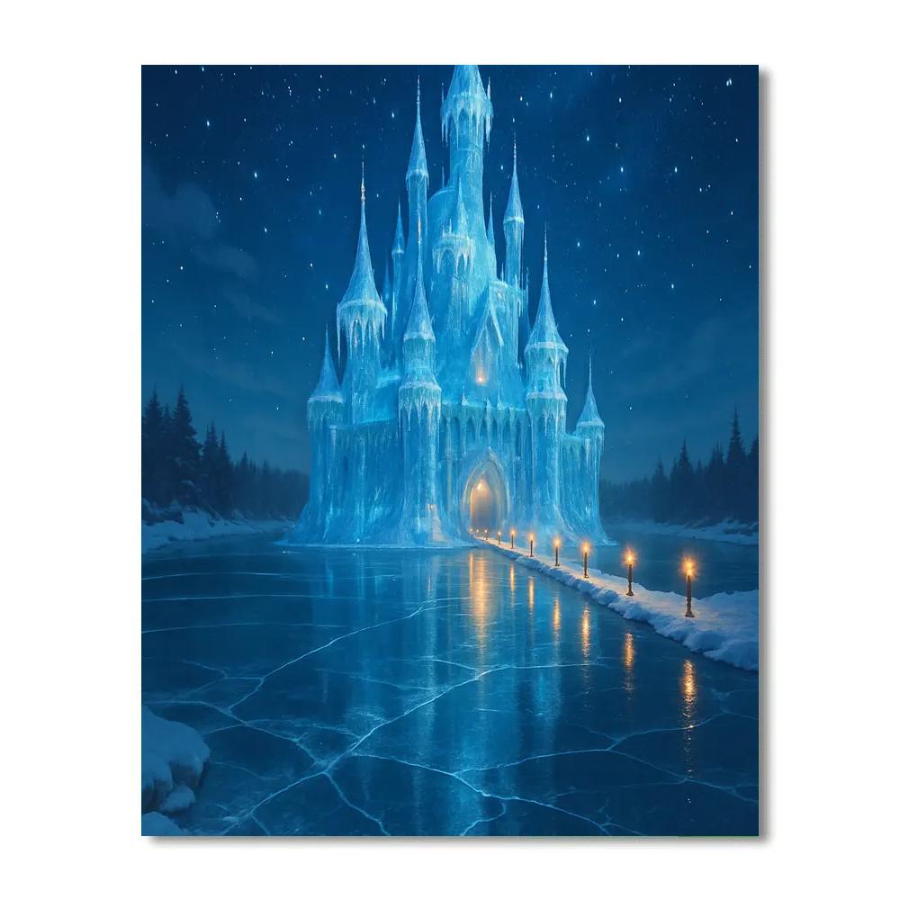 Icicle Castle On The Frozen Lake Paint by numbers kits