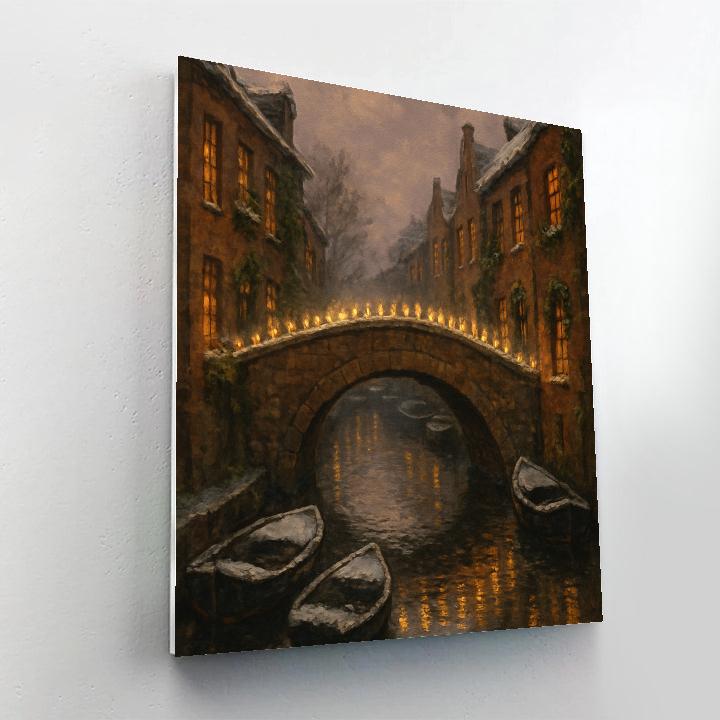 Christmas Tea Lights On The Canal Bridge Paint by numbers kits