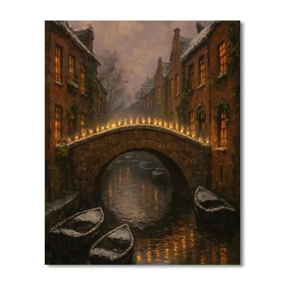 Christmas Tea Lights On The Canal Bridge Paint by numbers kits