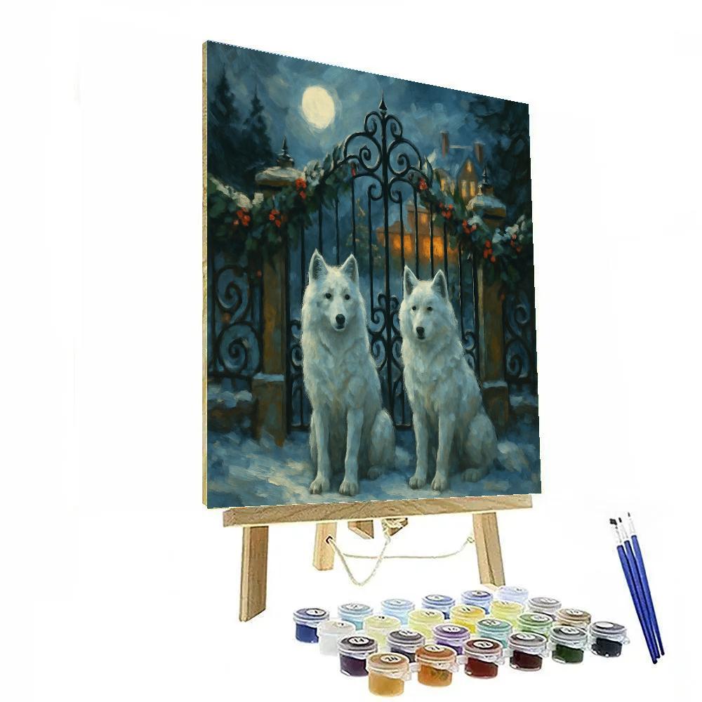 Winter Wolves At The Evergreen Gate Painting by numbers kit