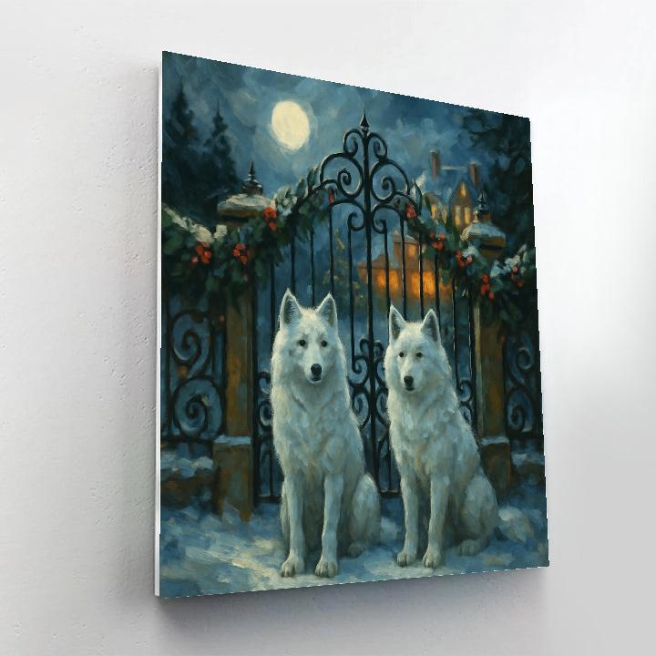 Winter Wolves At The Evergreen Gate Painting by numbers kit