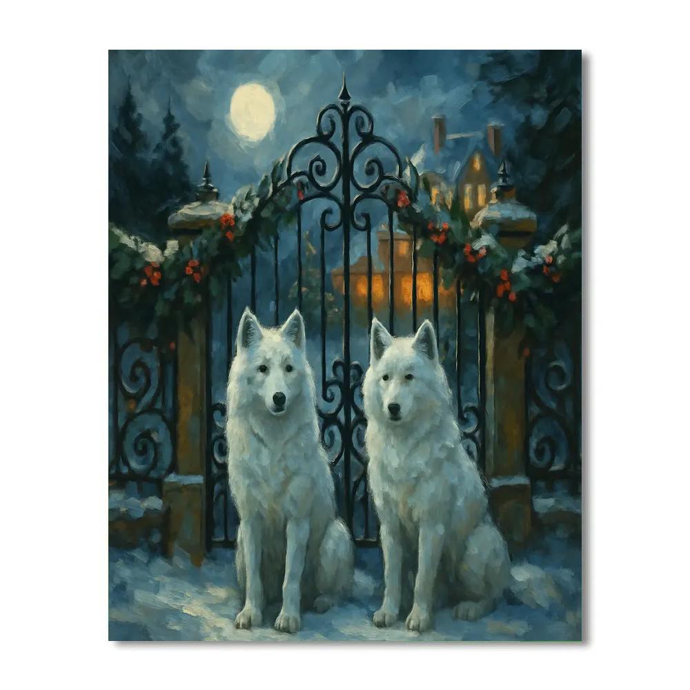 Winter Wolves At The Evergreen Gate Painting by numbers kit