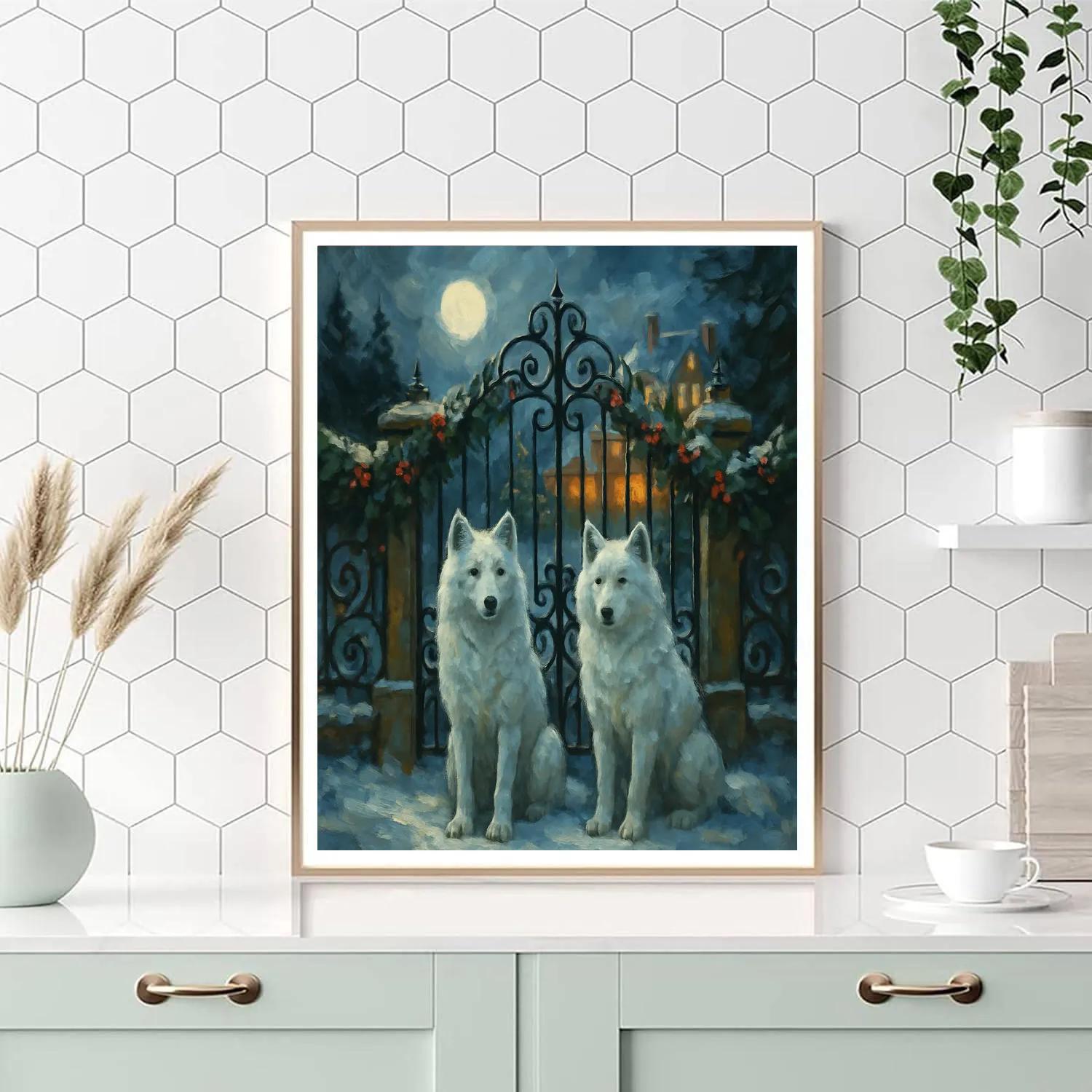 Winter Wolves At The Evergreen Gate Painting by numbers kit