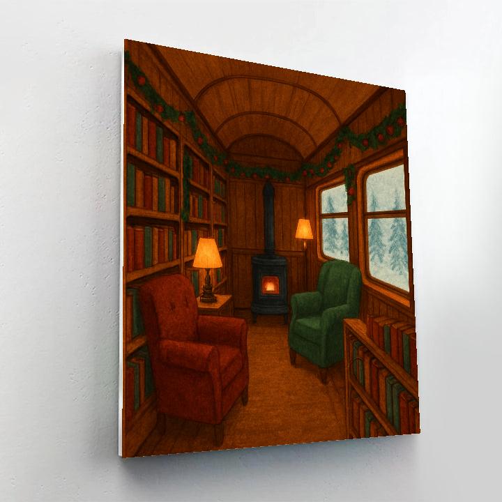 Cozy Christmas Train Car Library painting number kit