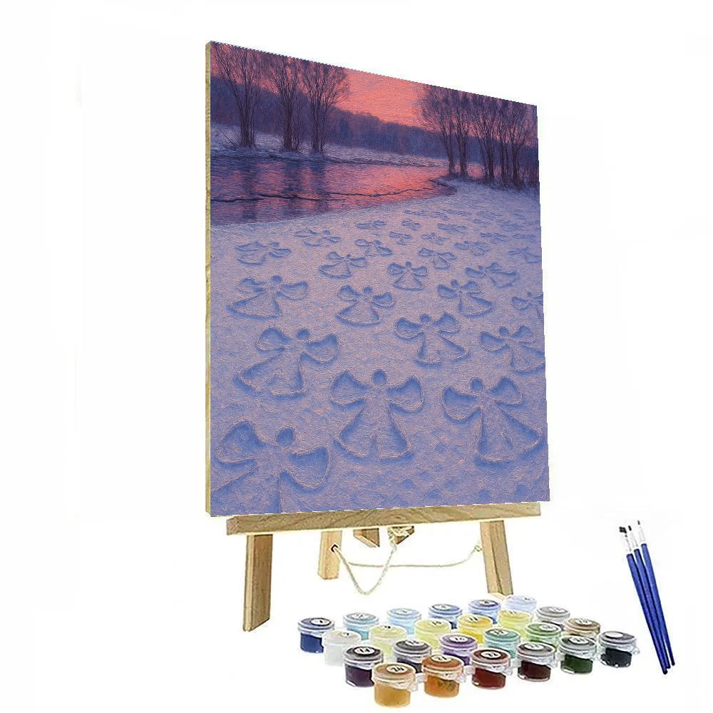 Snow Angel Field Beside The Frozen River Paint by numbers kits