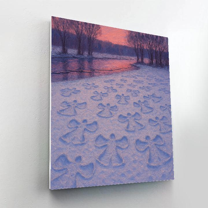 Snow Angel Field Beside The Frozen River Paint by numbers kits