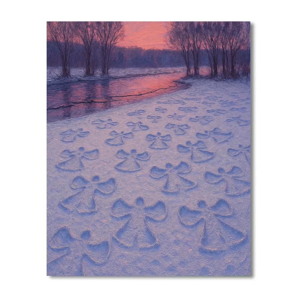 Snow Angel Field Beside The Frozen River Paint by numbers kits