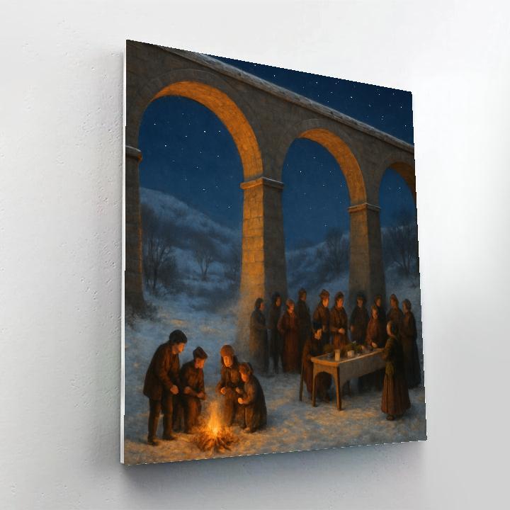 Christmas Firelight Under The Stone Aqueduct DIY paint by numbers