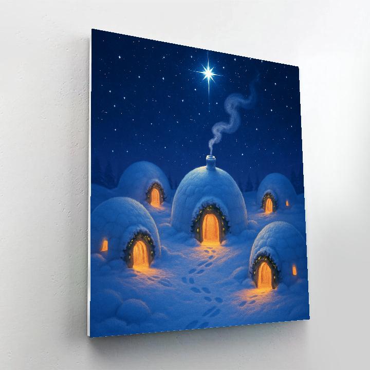 Christmas Igloo Village Under Polaris Numbered painting kits
