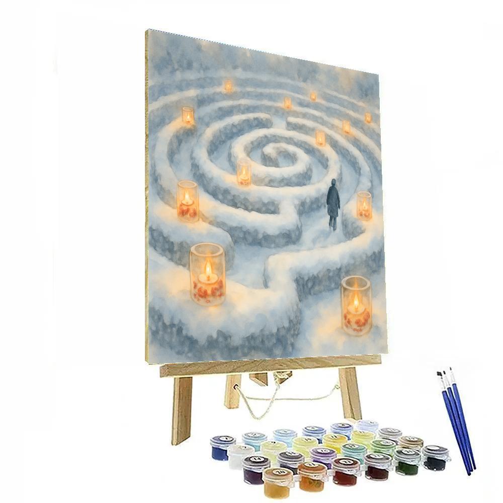 Winter Garden Ice Lantern Labyrinth Numbered painting kits