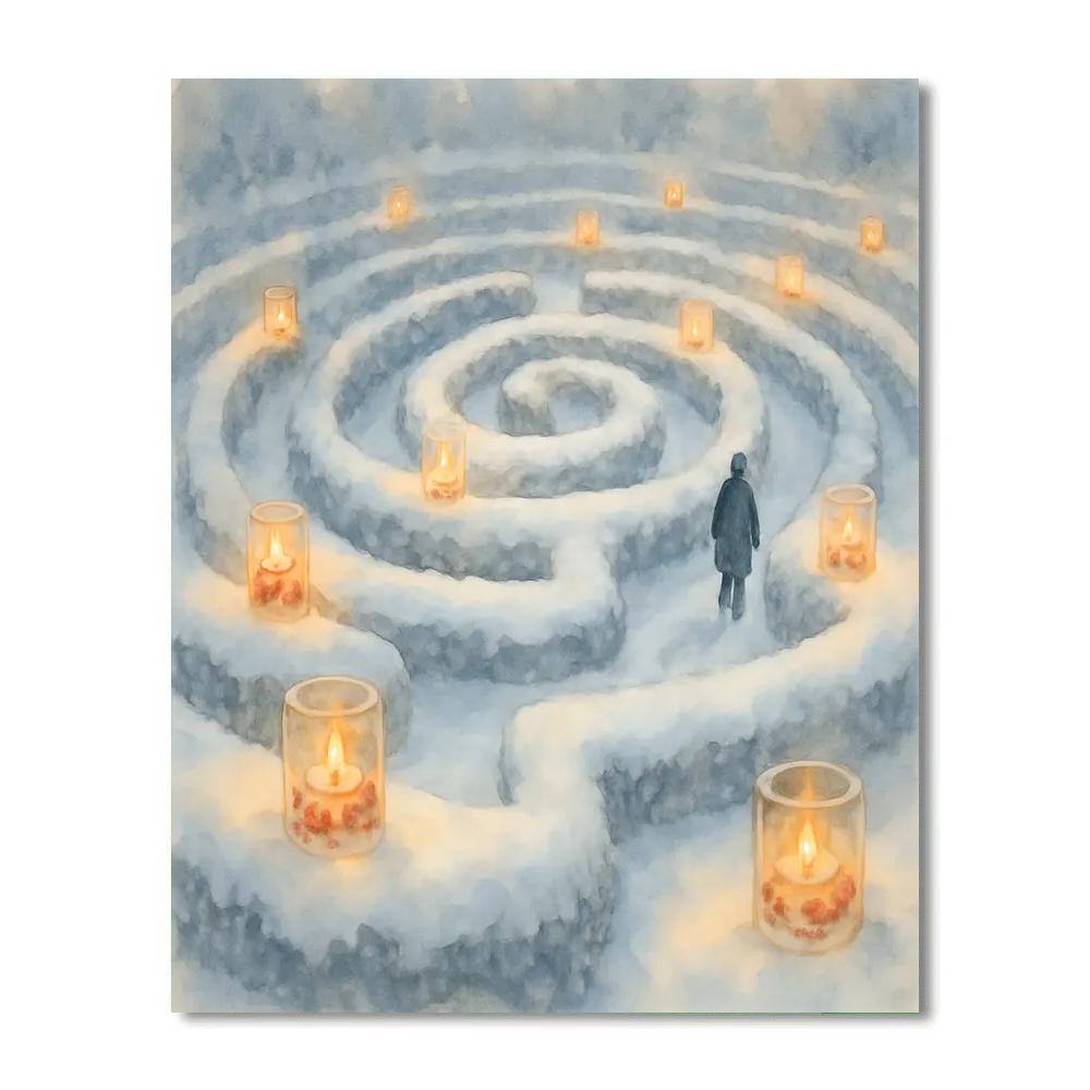 Winter Garden Ice Lantern Labyrinth Numbered painting kits